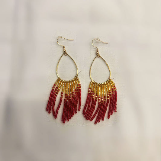 Raspberry Sunrise Fringe Earrings