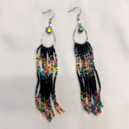 Black Galaxy Fringe Earrings