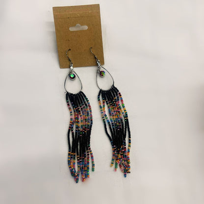 Black Galaxy Fringe Earrings